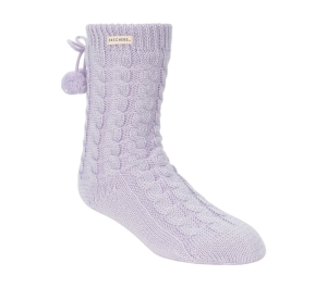 Dámské Ponožky Skechers Fleece Podšité GO LOUNGE Crew Sock - 2 Pack Fialové | CZ.Z117267 PUR